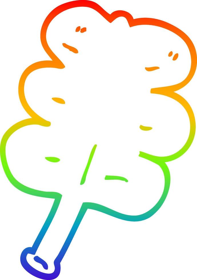 rainbow gradient line drawing cartoon autumnal leaf vector