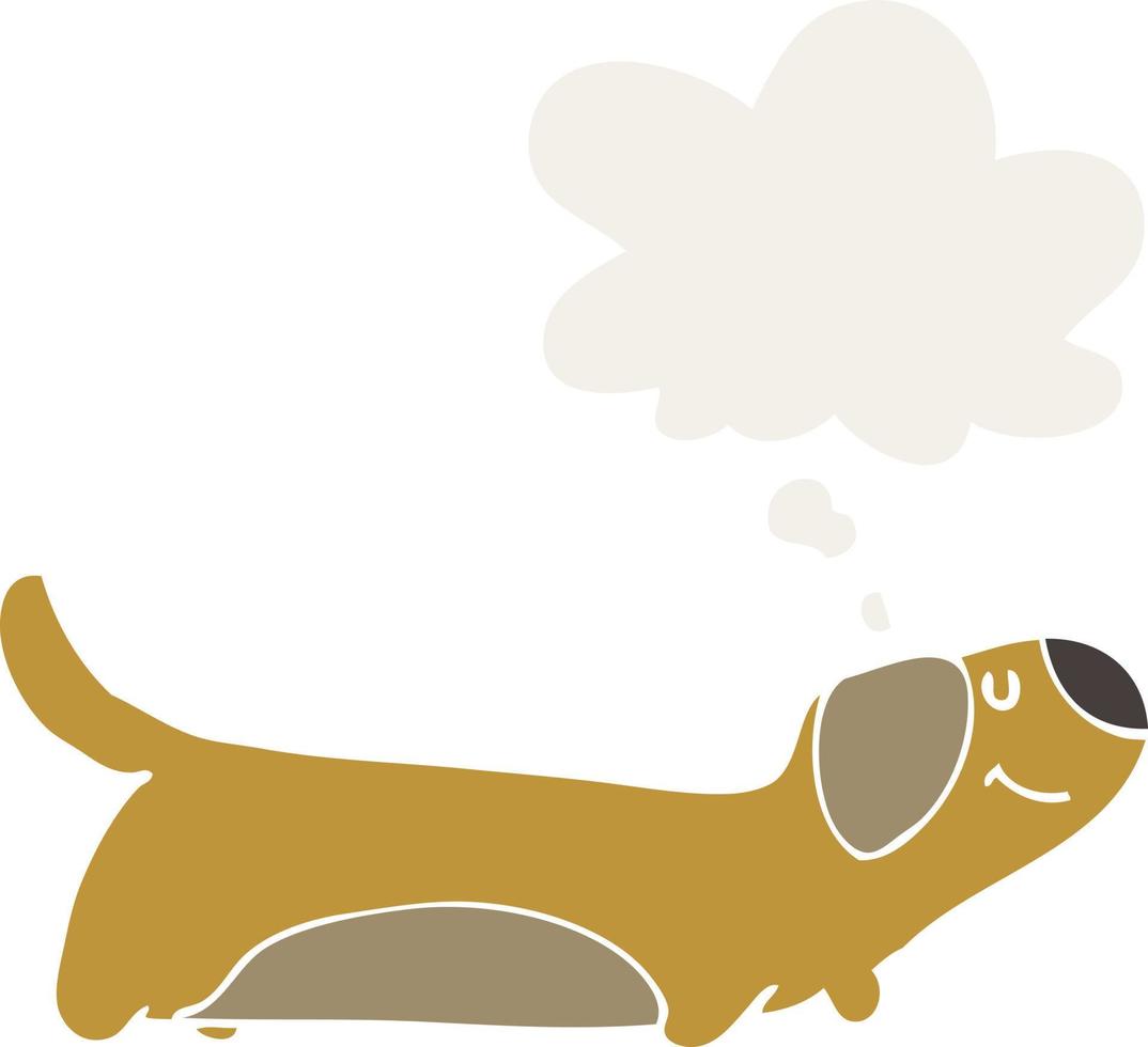 cartoon dog and thought bubble in retro style vector