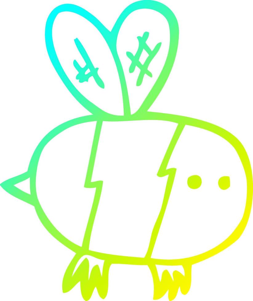 cold gradient line drawing cartoon bee vector