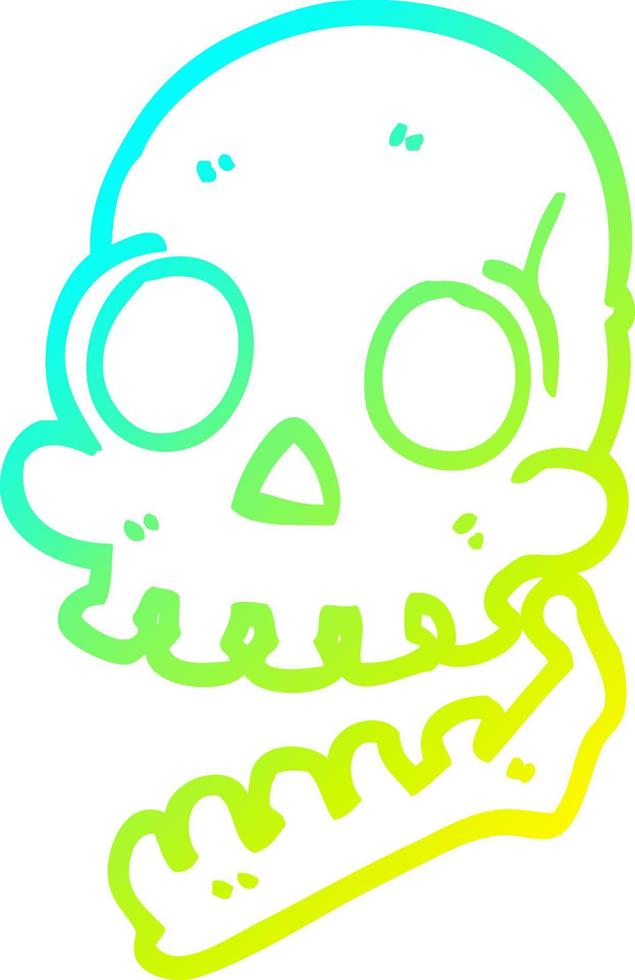 cold gradient line drawing cartoon skull vector