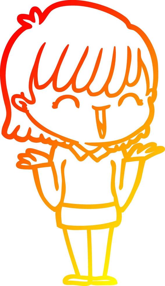 warm gradient line drawing cartoon woman vector