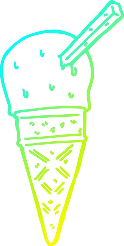 cold gradient line drawing cartoon ice cream vector