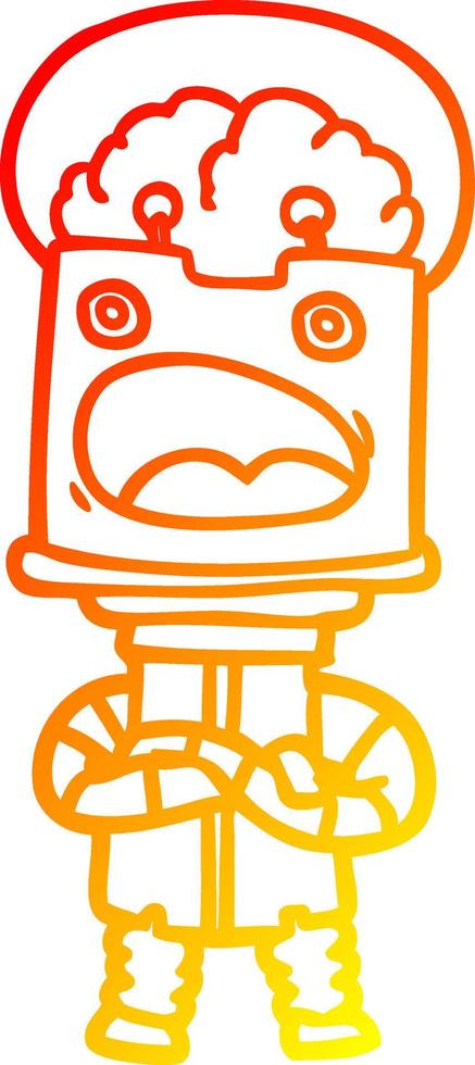 robot de dibujos animados de dibujo lineal de gradiente cálido vector