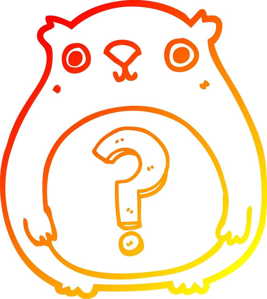 warm gradient line drawing cartoon curious bear vector