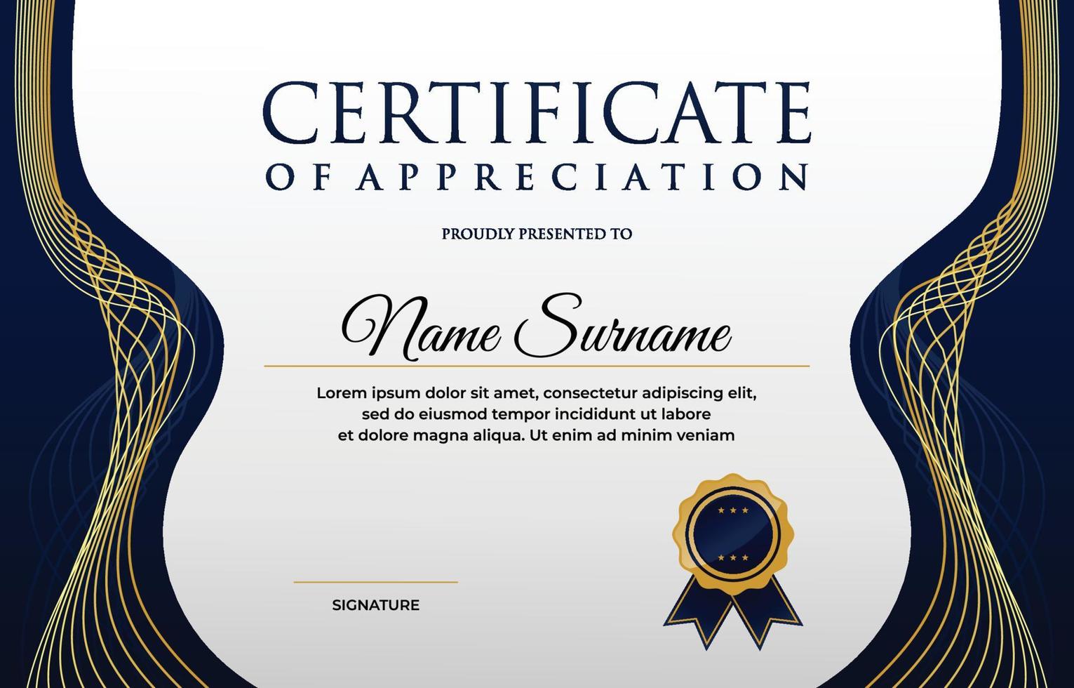 Certificate Of Appreciation Template vector