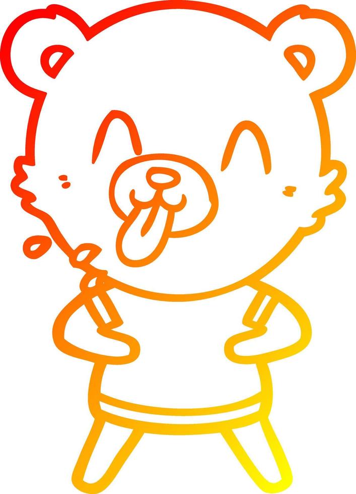 warm gradient line drawing rude cartoon bear vector