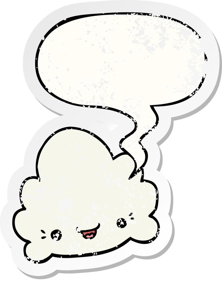 cartoon cloud and speech bubble distressed sticker vector