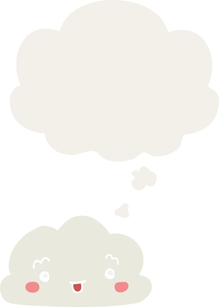 cartoon cloud and thought bubble in retro style vector