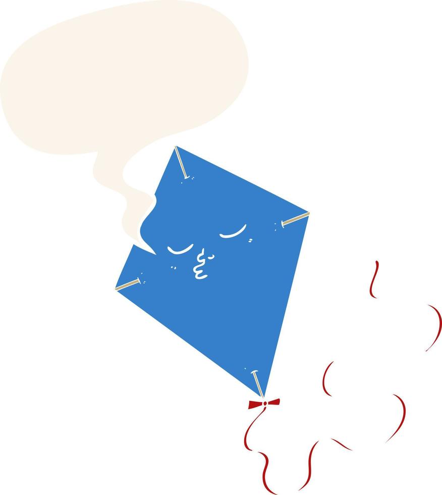 cartoon kite and speech bubble in retro style vector