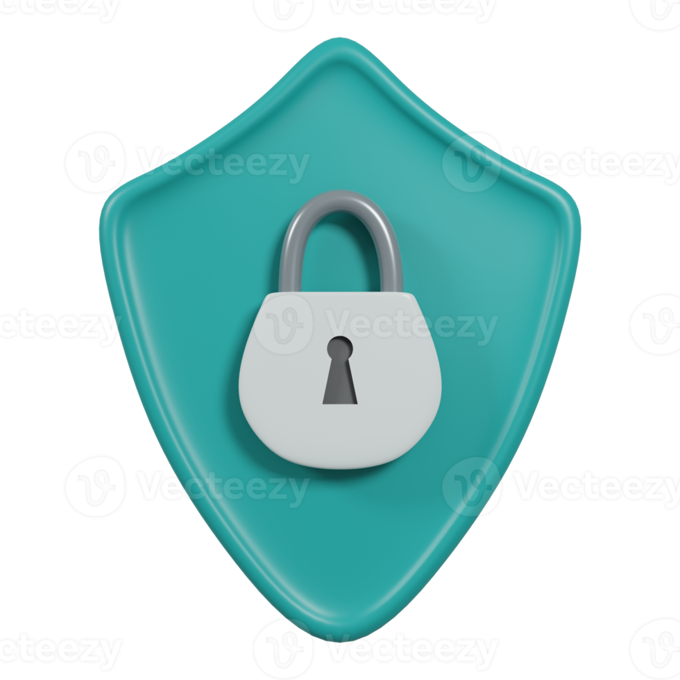 Security shield icon 3D Render png