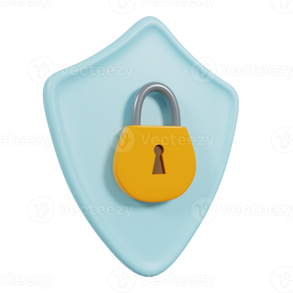 Security shield icon 3D Render png