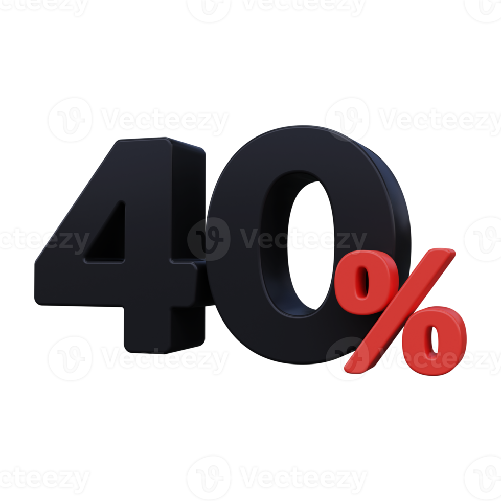 40 OFF Sale Discount offer price tag Special offer sale 3D render png