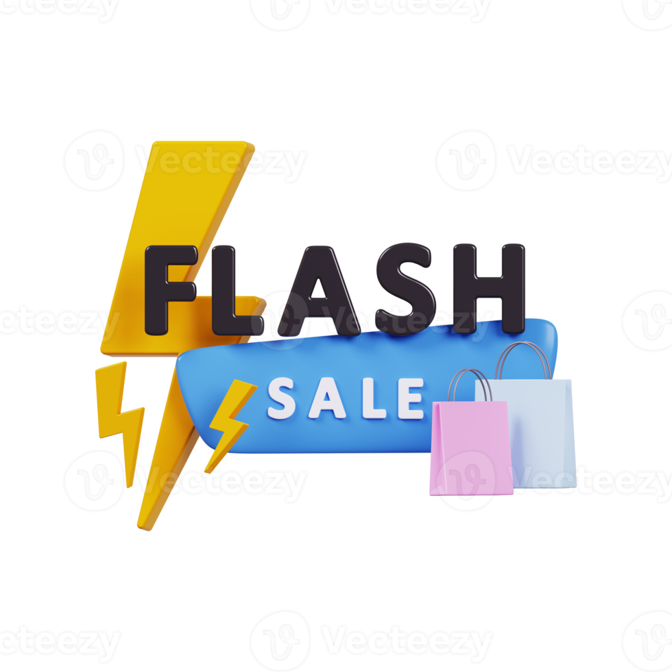 Flash Sale Shopping. 3d render png
