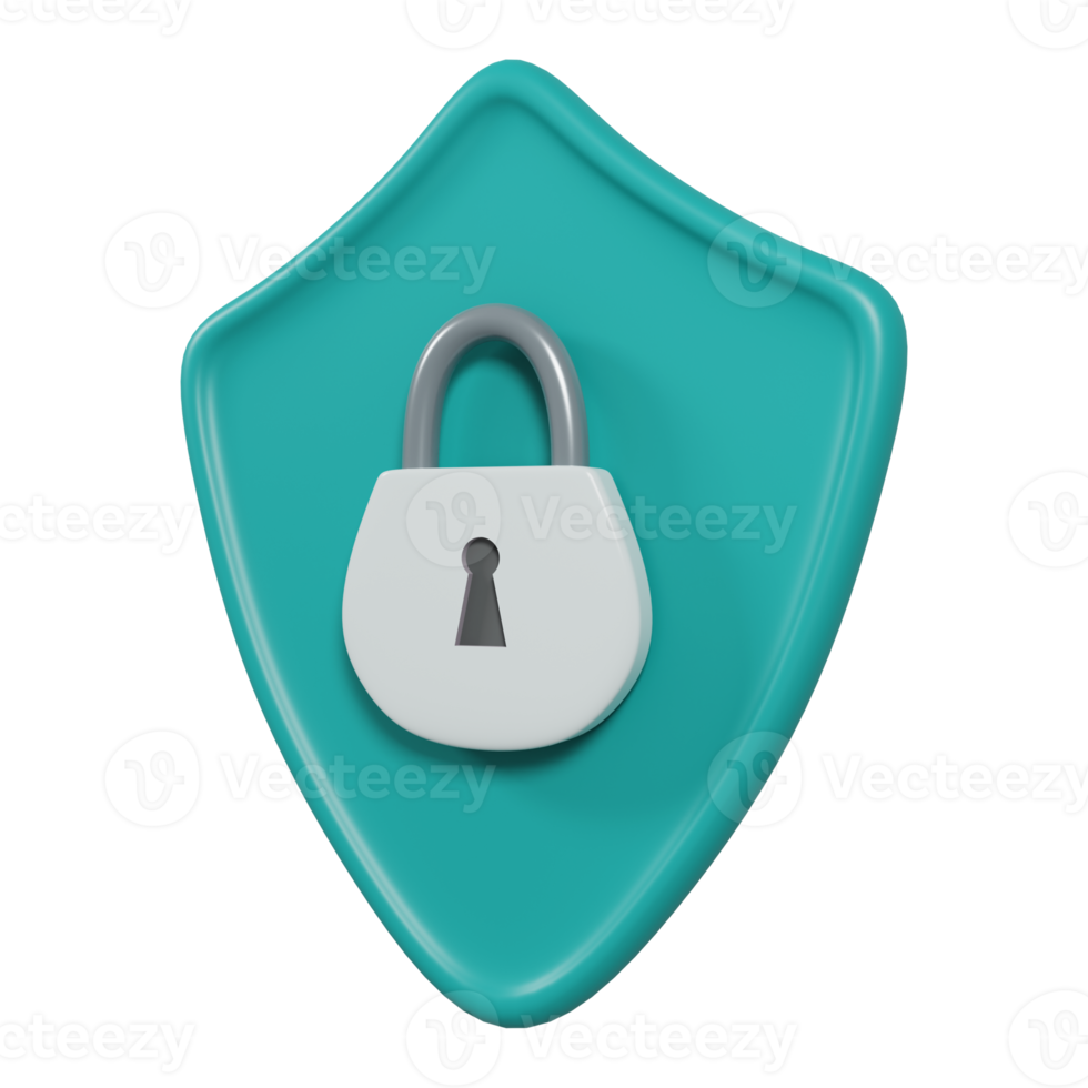 Security shield icon 3D Render png