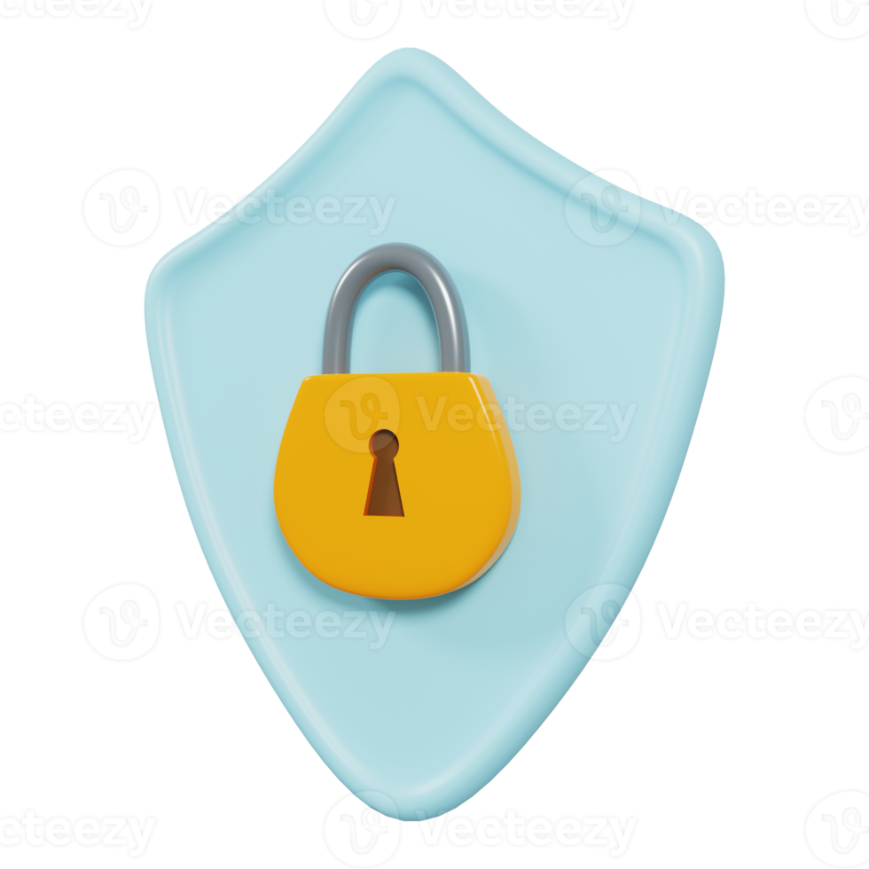 Security shield icon 3D Render png