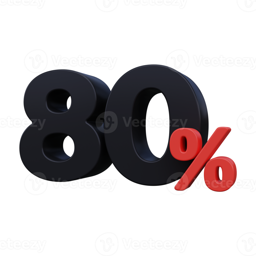 80 OFF Sale Discount offer price tag Special offer sale 3D render png