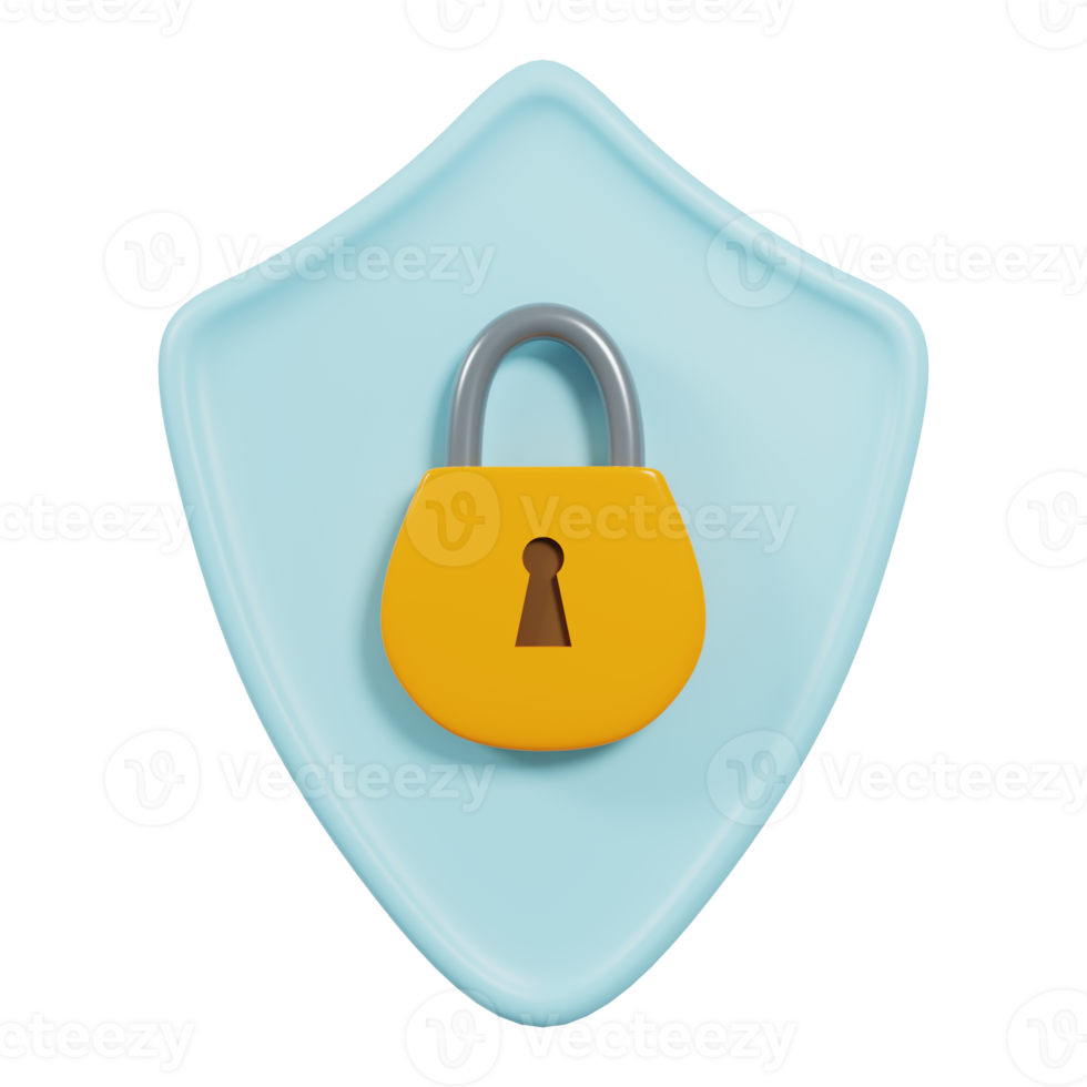 Security shield icon 3D Render png