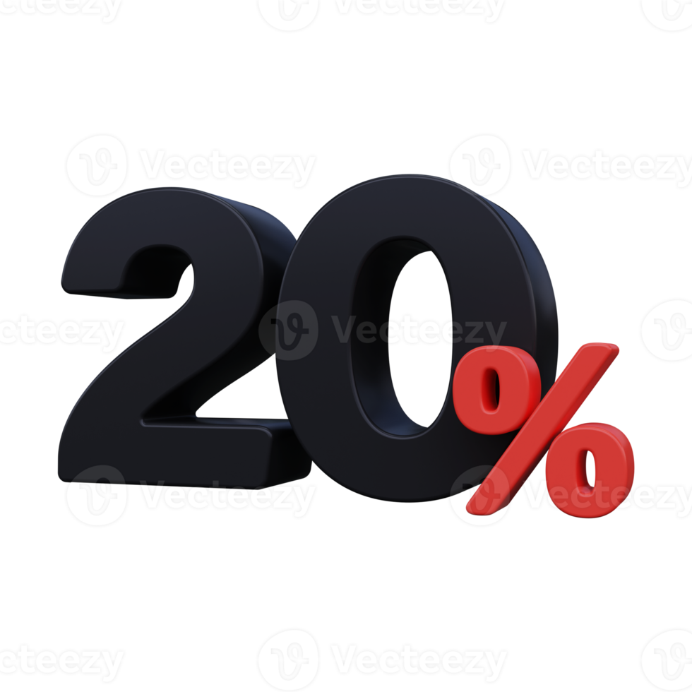 20 OFF Sale Discount offer price tag Special offer sale 3D render png