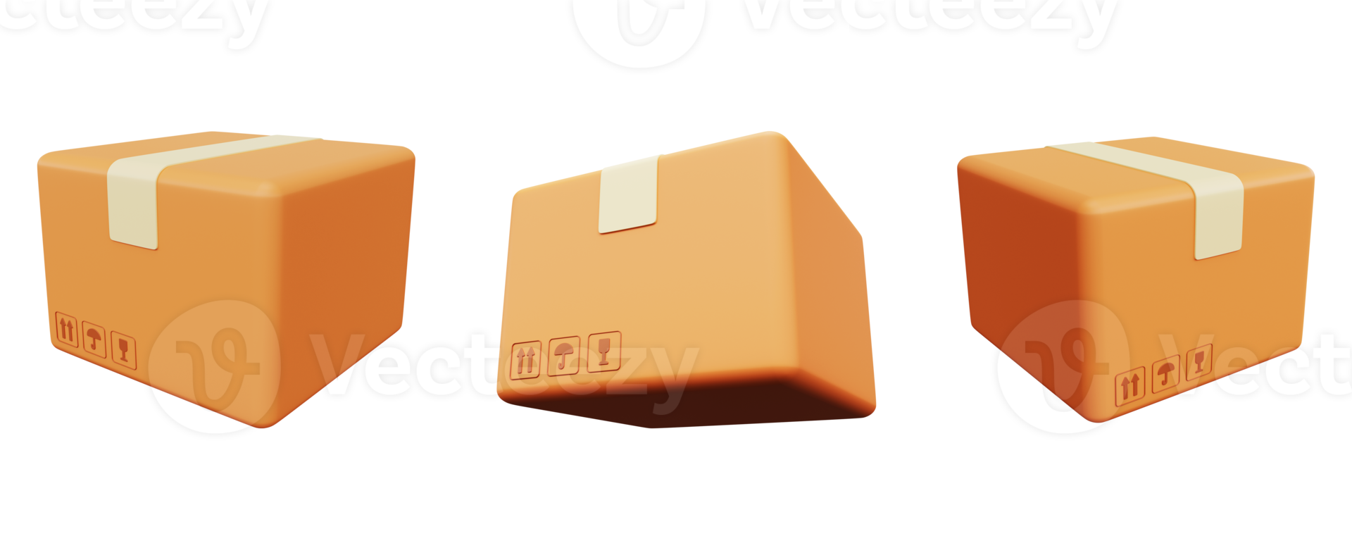 Fragile shipping carton. 3d render png