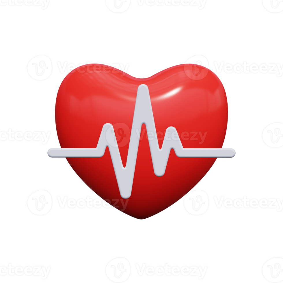 Heartbeat pulse. 3d render png
