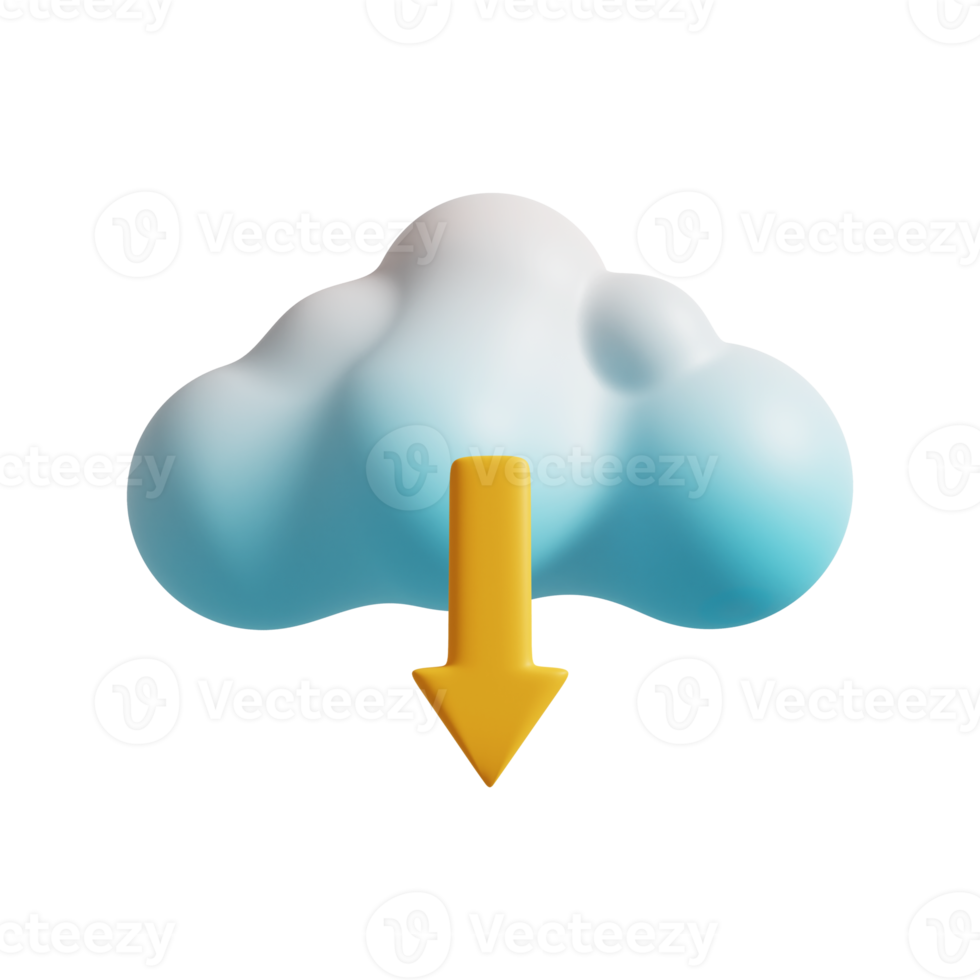 Cloud download concept 3D Render png