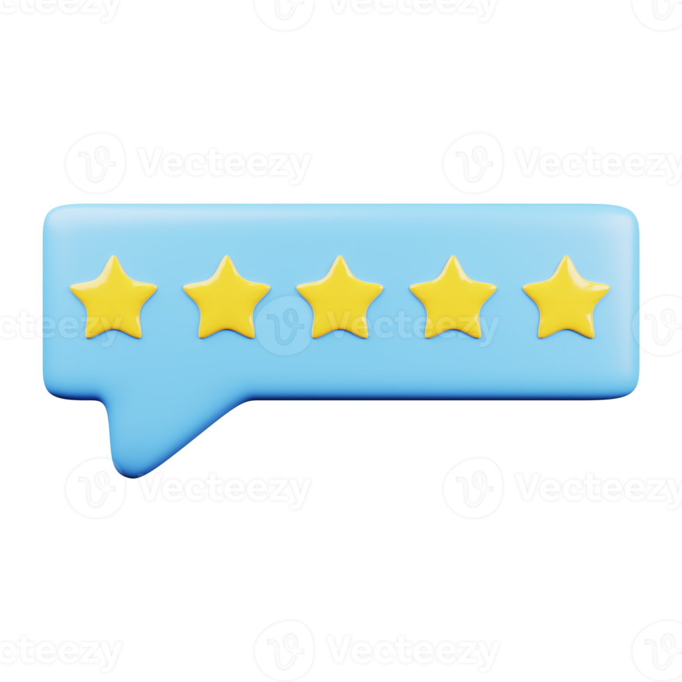 Five stars rating 3D Render png