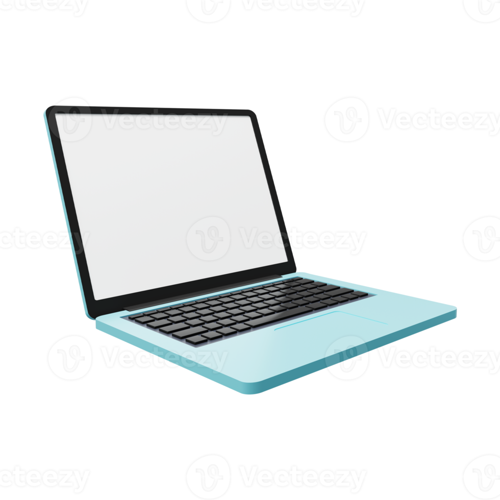 renderização 3d do laptop abriu a tela do computador com teclado png