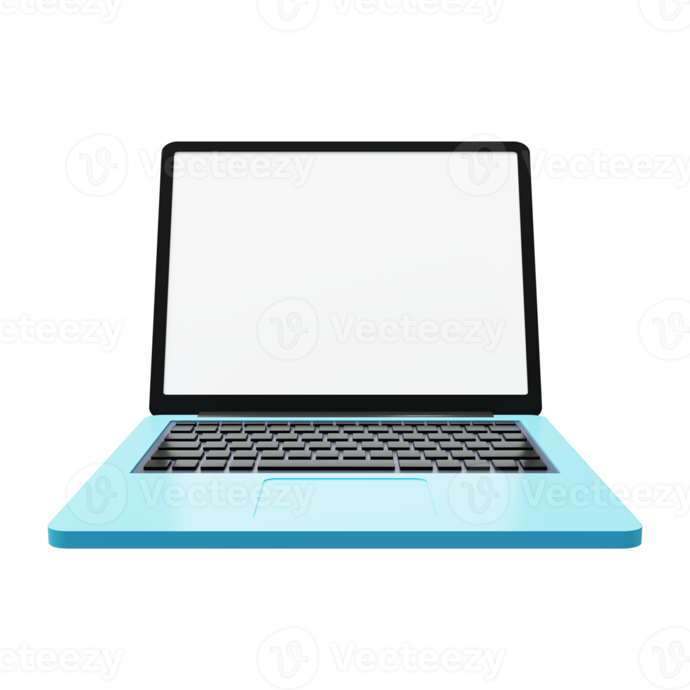 Laptop 3D Render pantalla de computadora abierta con teclado png