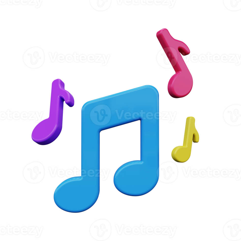 Musical notes icon 3D render png