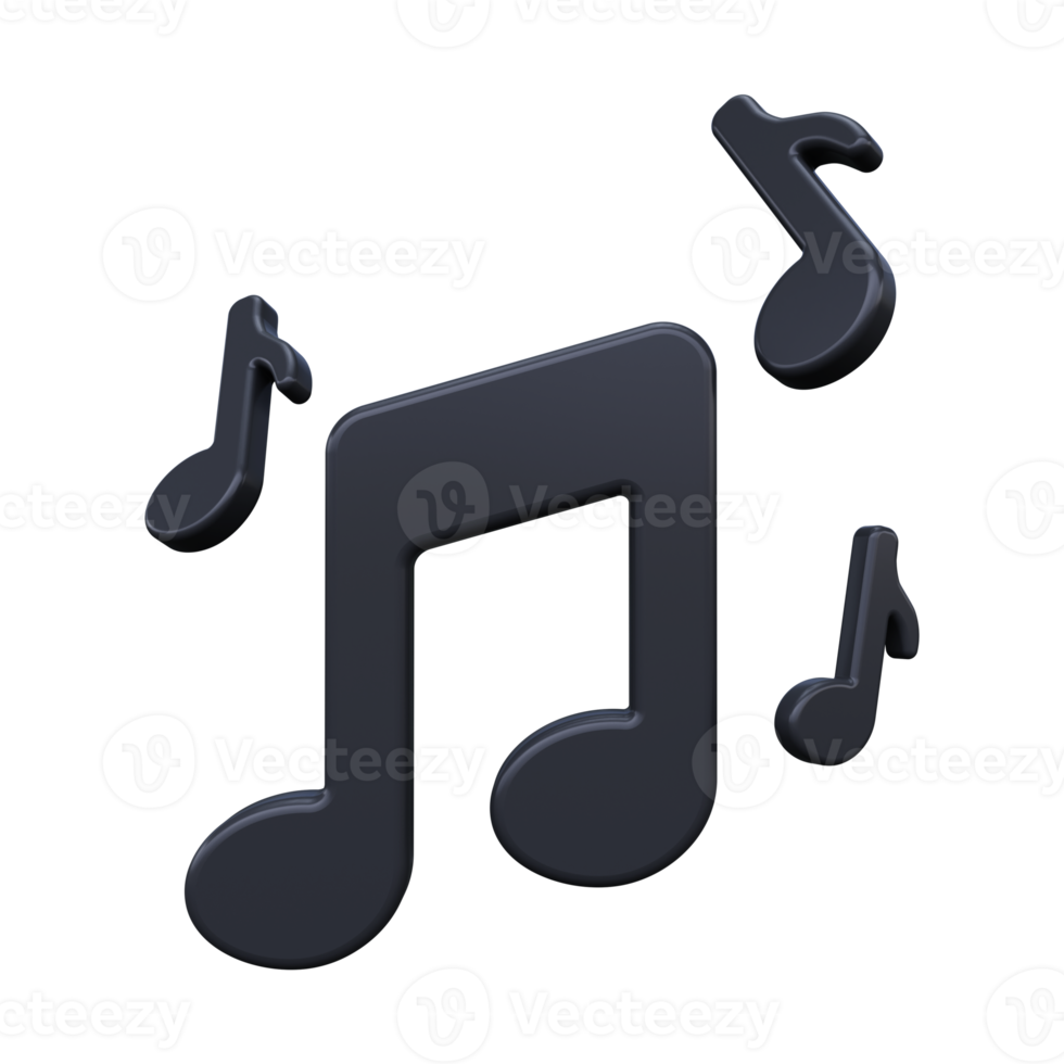 Musical notes icon 3D render png