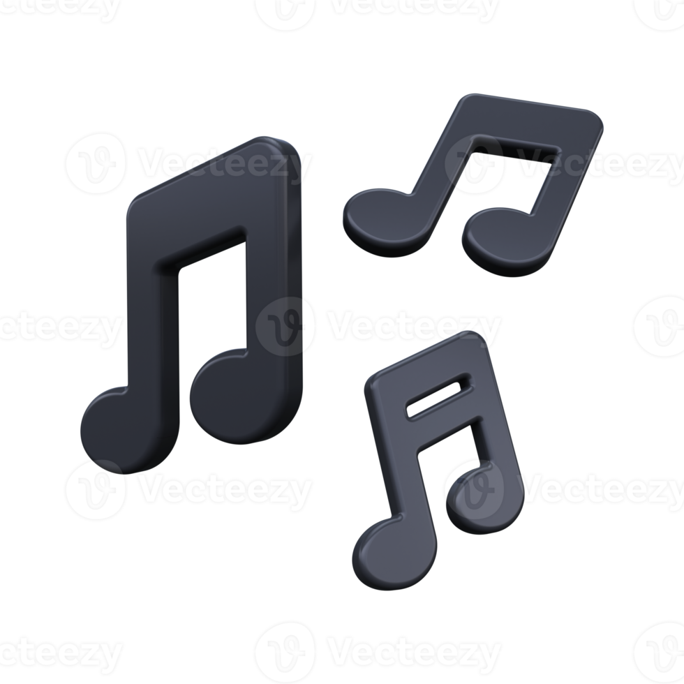 Musical notes icon 3D render png