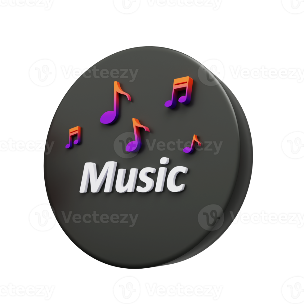 Music Festival Colorful icon with notes and the inscription music 3D render png