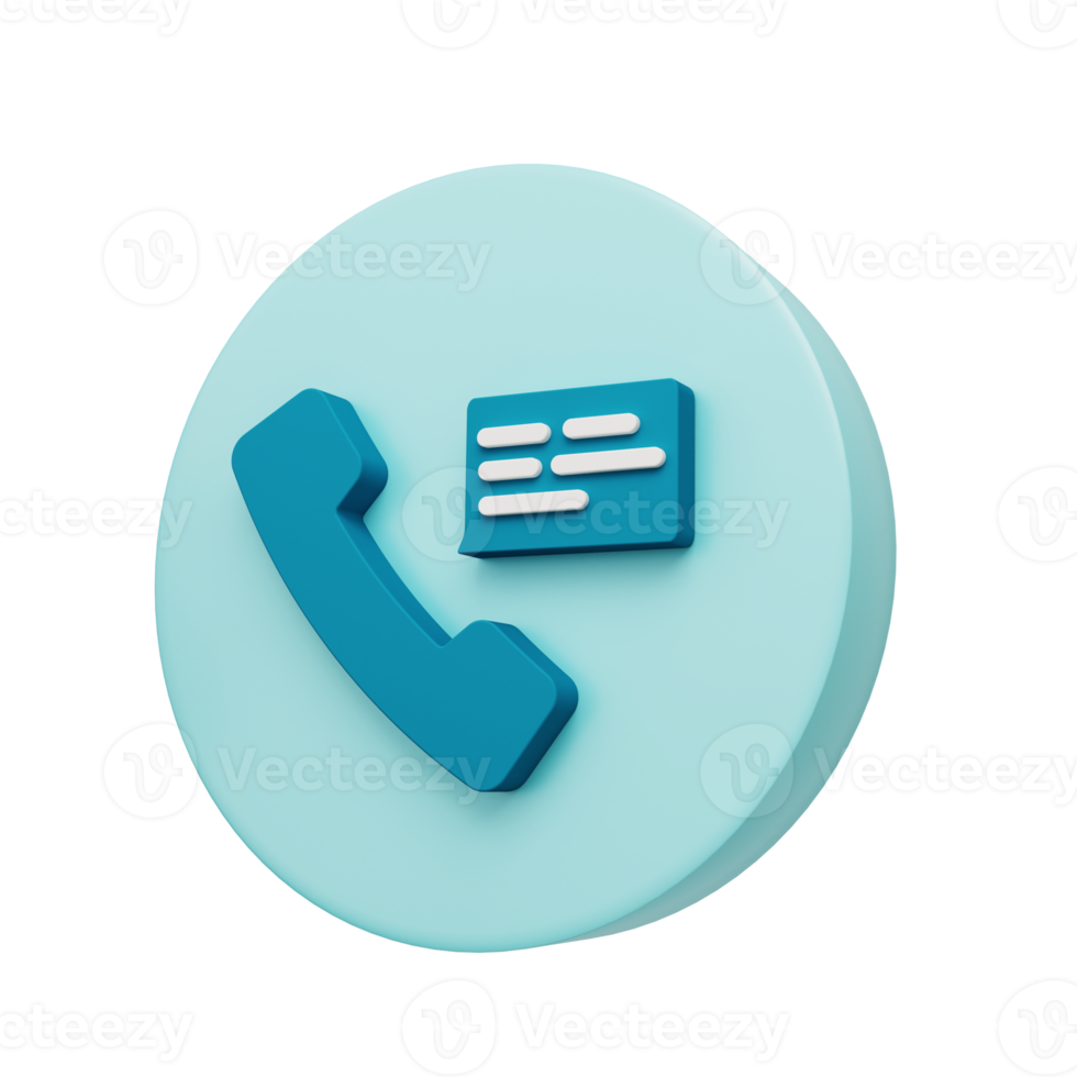Phone call icon with speech bubble 3d render png