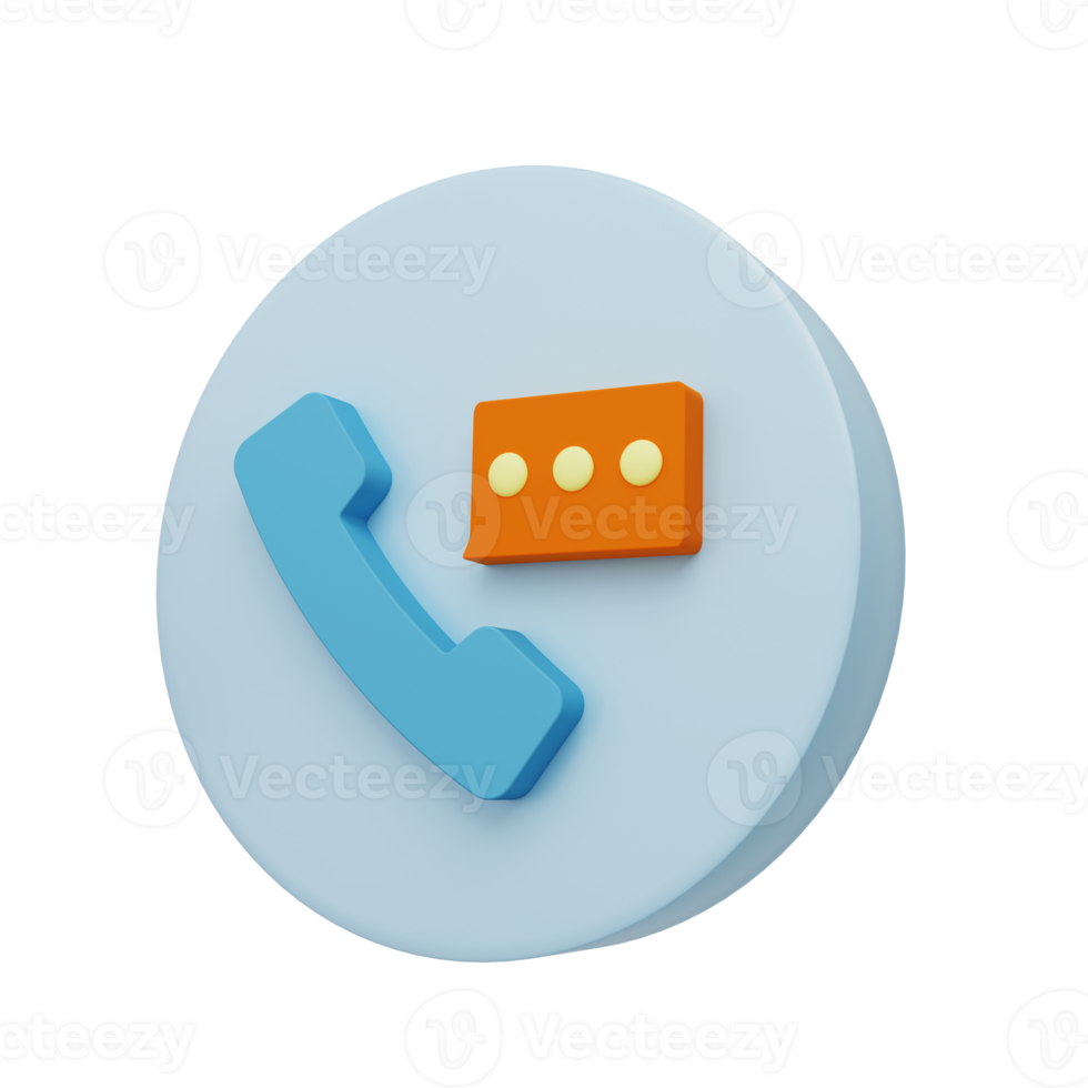 Phone call icon with speech bubble 3d render png