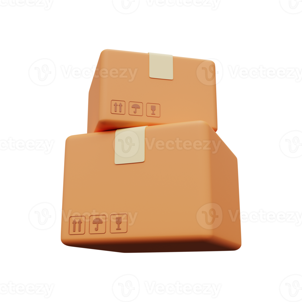 Fragile shipping carton. 3d render png