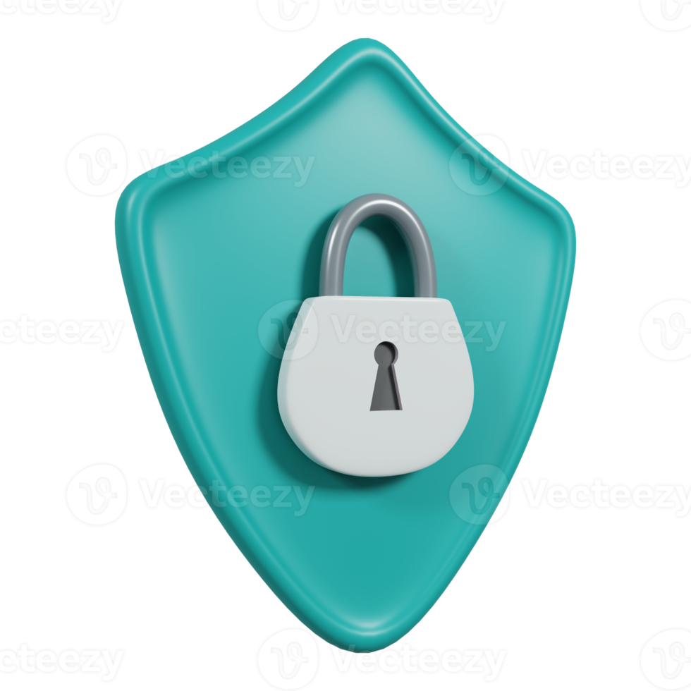 Security shield icon 3D Render png