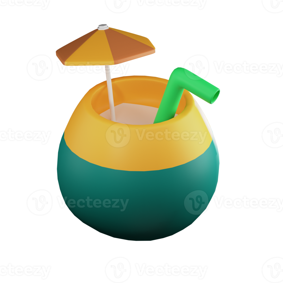 illustrazione 3d di viaggio in vetro di cocco png