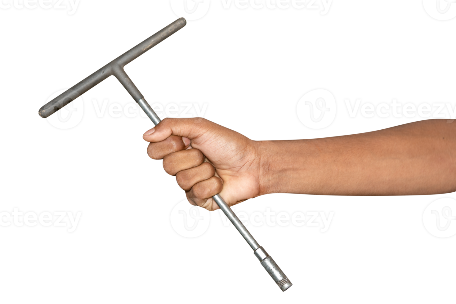 Hand of car mechanic with a wrench. Isolated over transparent background png