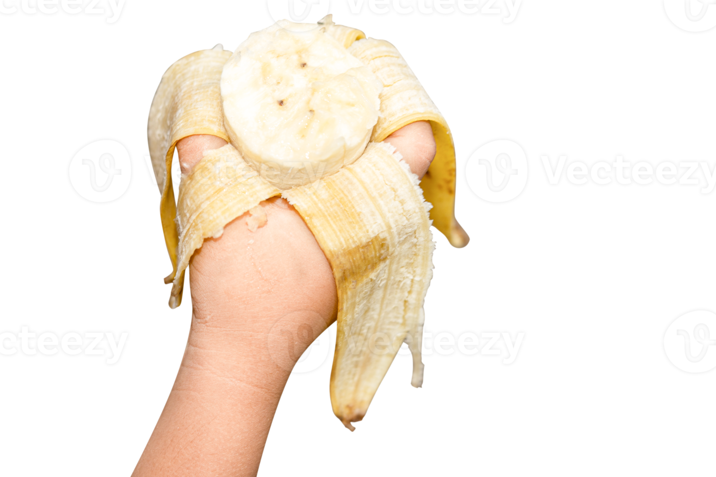Person holding a banana in the hand png