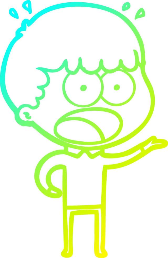 cold gradient line drawing cartoon shocked man vector