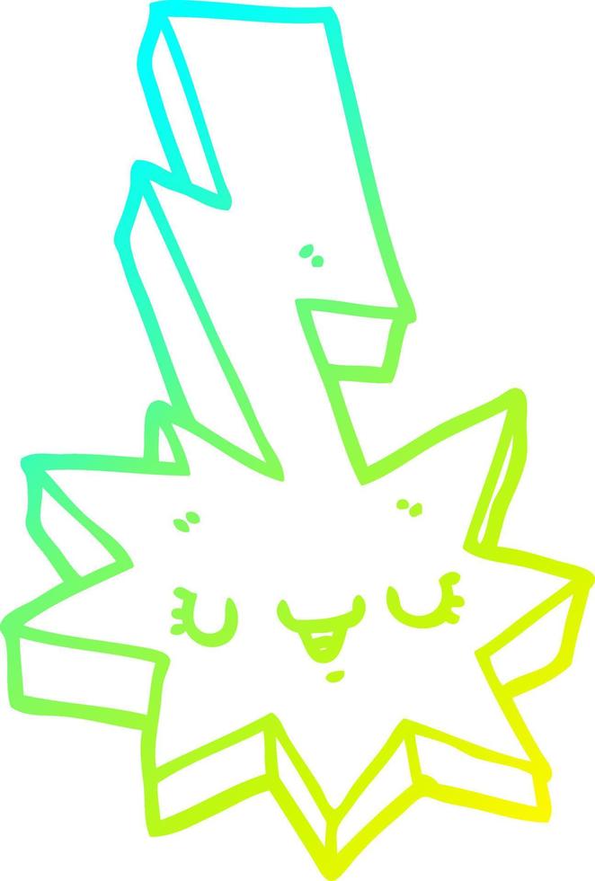 cold gradient line drawing cartoon lightning strike vector