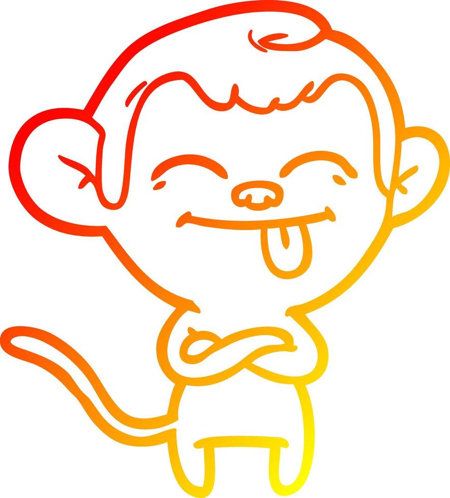 warm gradient line drawing funny cartoon monkey vector