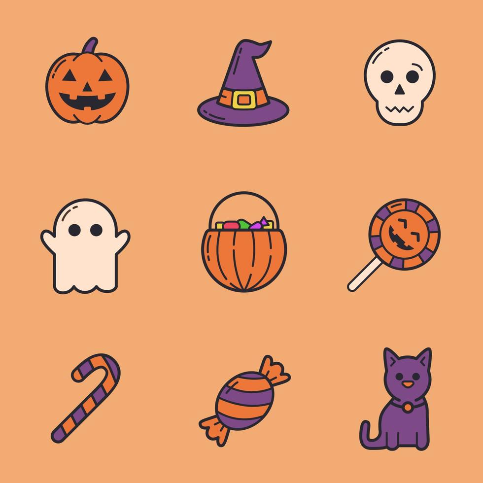 truco o trato conjunto de iconos de halloween vector