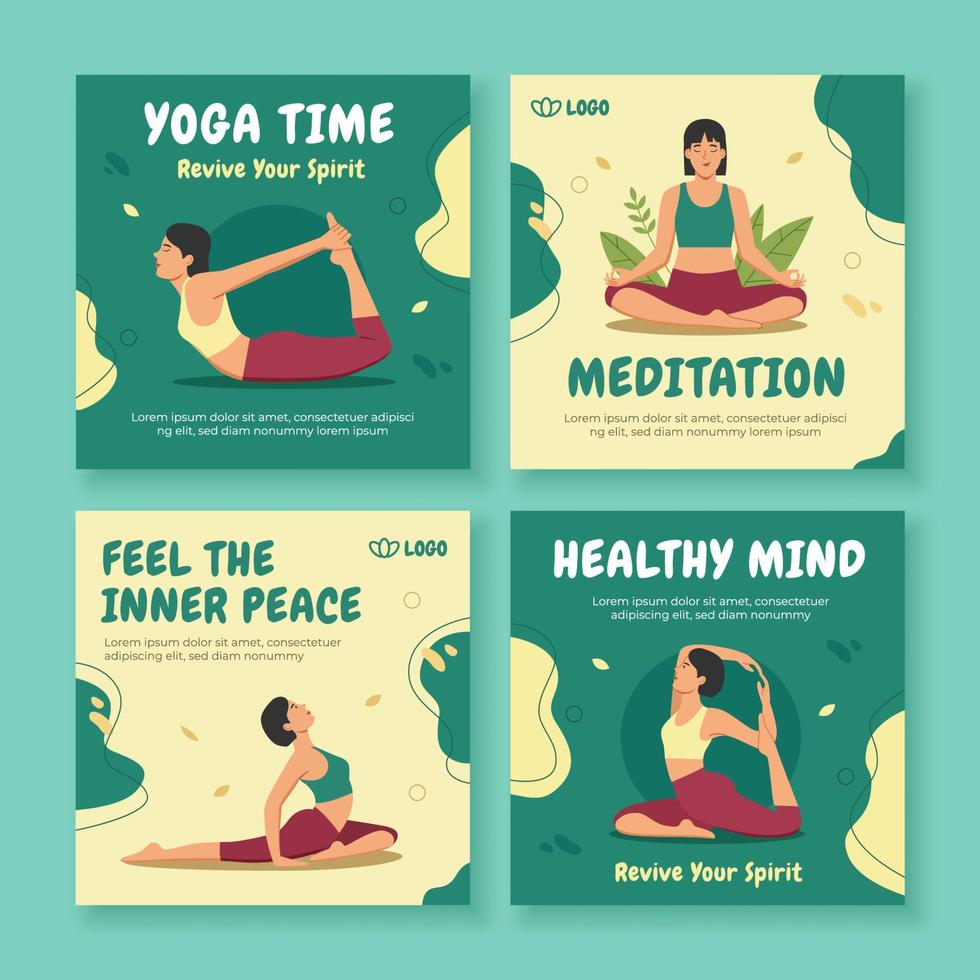 Yoga Social Media Post Template vector