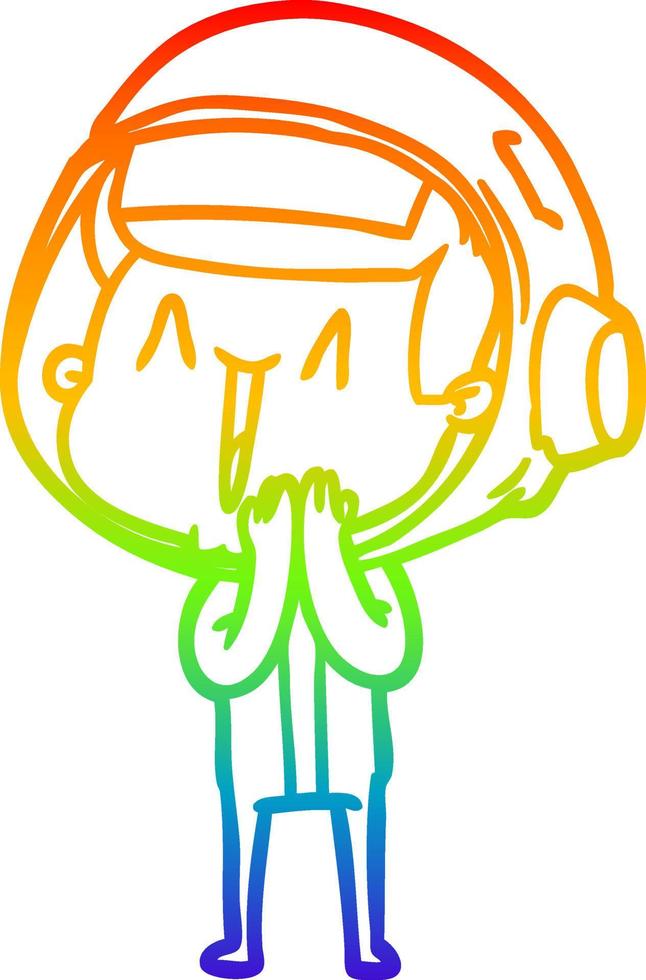 rainbow gradient line drawing happy cartoon astronaut vector