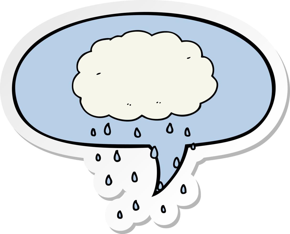 cartoon rain cloud and speech bubble sticker vector