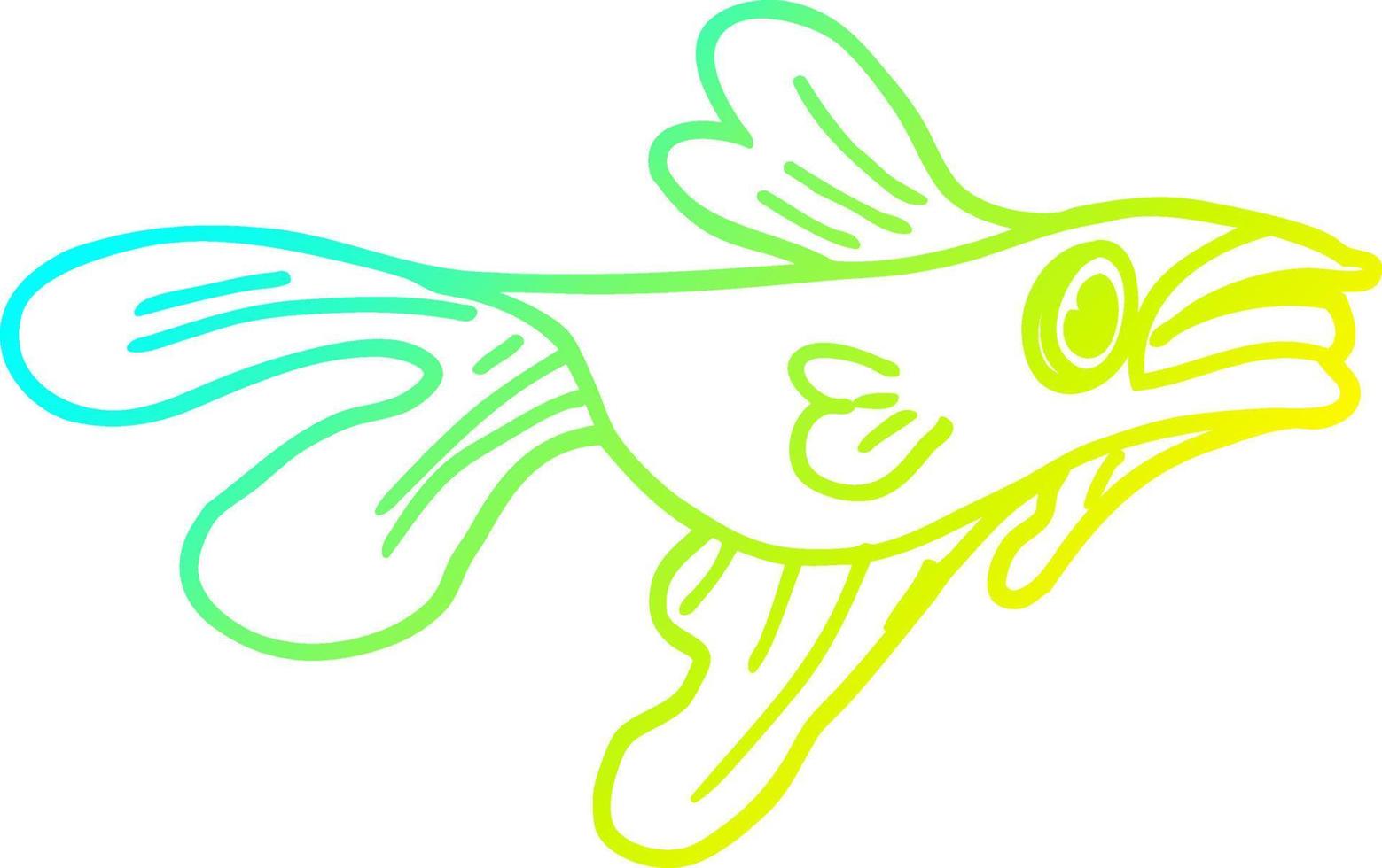 cold gradient line drawing cartoon fighting fish vector