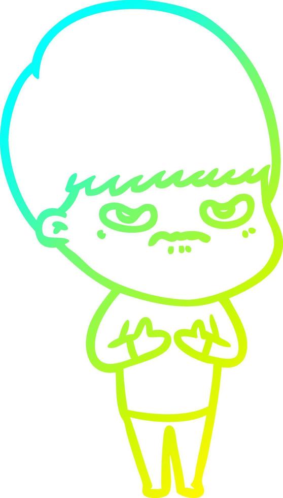 cold gradient line drawing cartoon boy vector