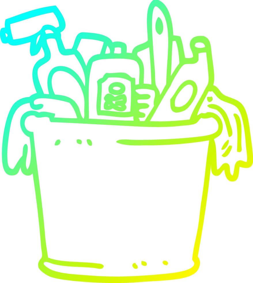 cold gradient line drawing cartoon house cleaning products vector