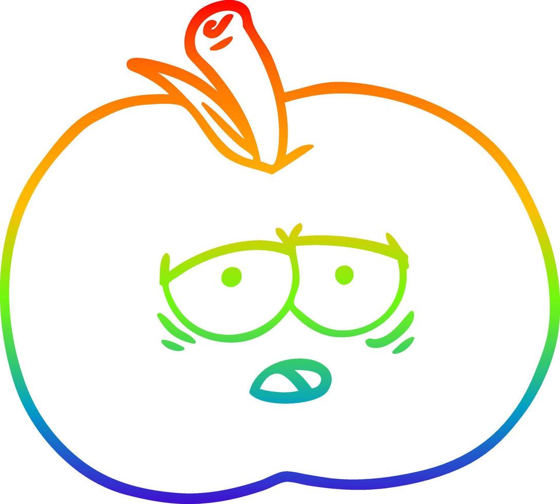 rainbow gradient line drawing cartoon apple vector